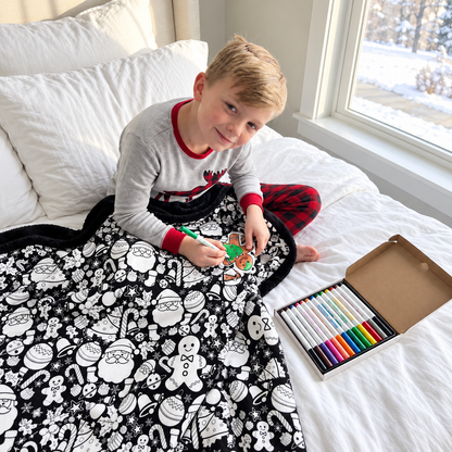 ColorMe Blanket + 24 Coloring Markers Set