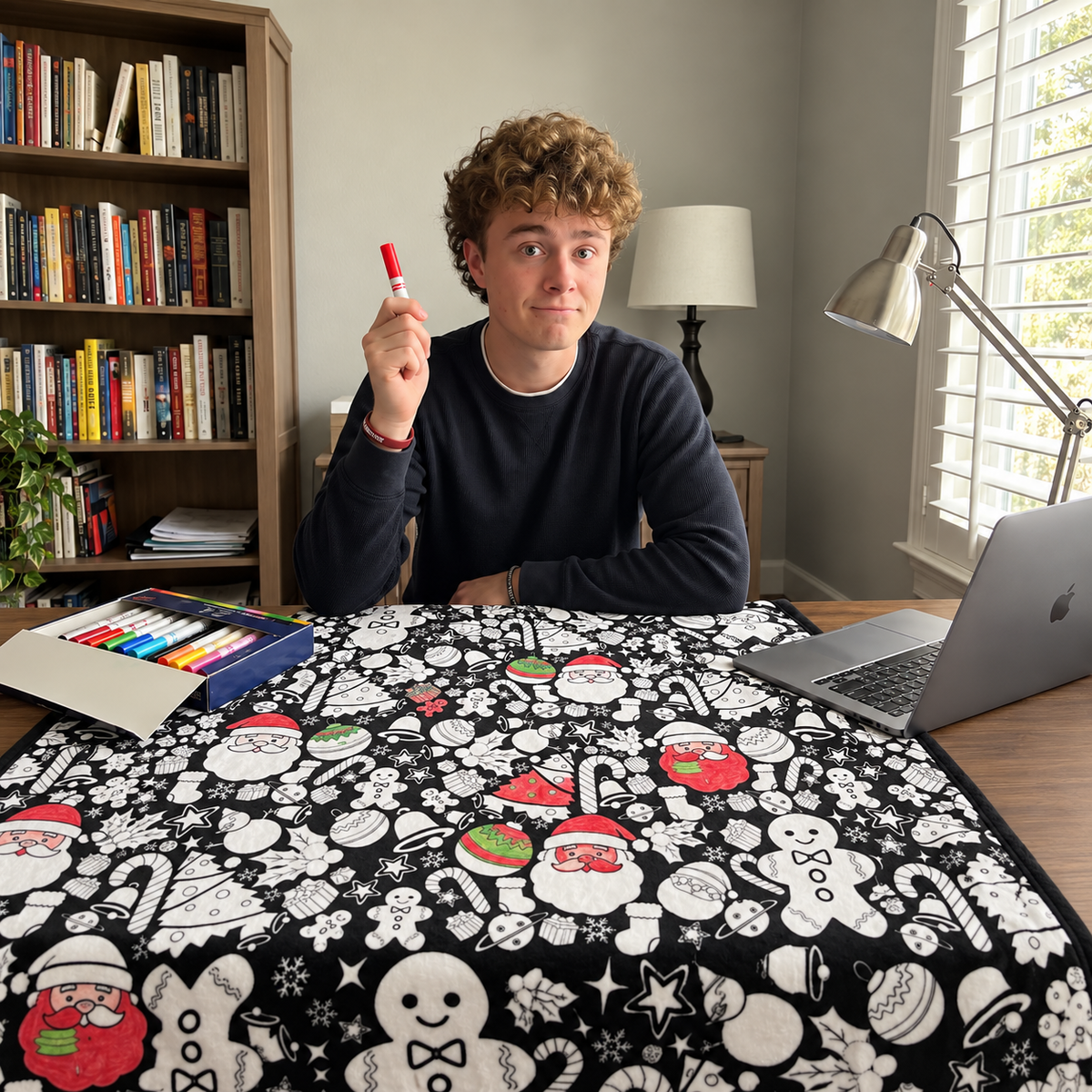 ColorMe Blanket + 24 Coloring Markers Set